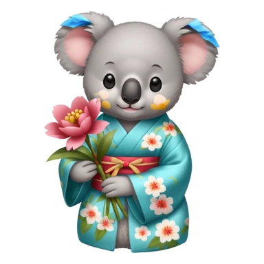 koala in kimono doing flower arrangement  sticker