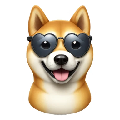 Shiba inu with heart glasses sticker
