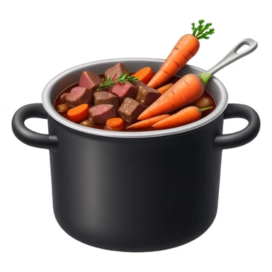 boeuf bourguignon in a pot with red wine, carrots, and beef chunks sticker