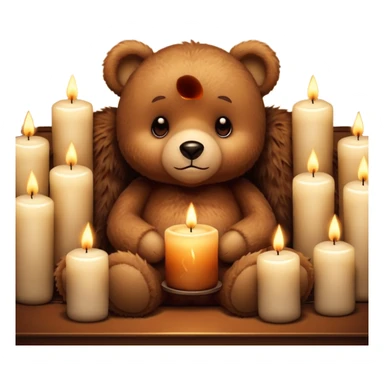 Cozy teddy bear watching tv with candles on sticker