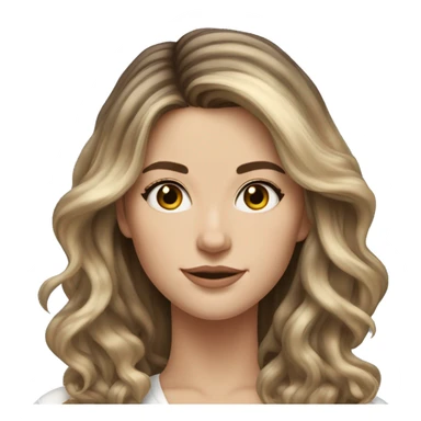 White girl with long voluminous brown hair with blonde highlights balayage sticker