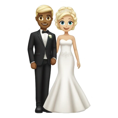 Tanned bride with blonde black hair and white groom with blonde hair blue eyes sticker