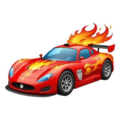Racing car with flames coming out the back sticker