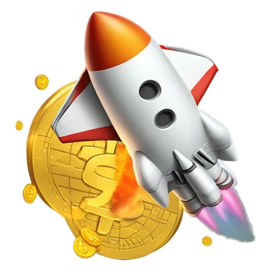 Rocket ship taking off into space with bitcoin strapped to it  sticker