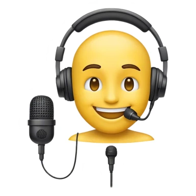 Emoji with headphones on his head and a microphone near his mouth sticker