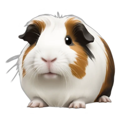 White long hair Guinea pig with large black and brown spots sticker