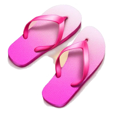 Realistic pink gradient pair of summer flip flops isolated. sticker