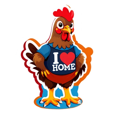 Chicken with a I love home shirt sticker