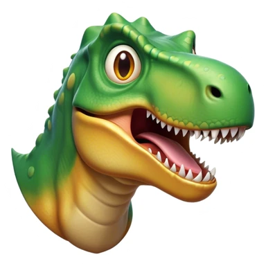 Cinematic Comical T-rex Portrait Emoji, Head tilted dramatically with an exaggeratedly shocked expression, featuring its iconic massive head, tiny comically expressive arms, and wide, playful eyes full of humorous disbelief, Simplified yet hilariously expressive features, highly detailed, glowing with a slightly sassy prehistoric glow, high shine, dramatic yet playful, stylized with an air of cheeky dinosaur mischief, soft glowing outline, capturing the essence of a meme-worthy T-rex that looks ready to side-eye its way into viral fame! sticker