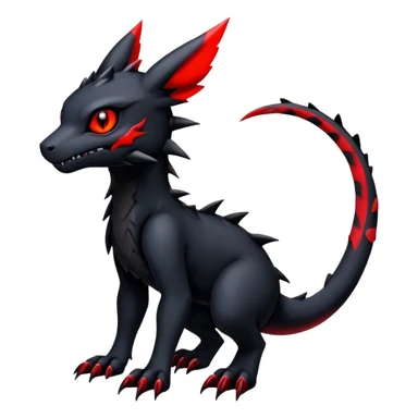 Gothic Edgy Badass Gloomy Cute Dark Guilmon-Salandit-Umbreon-Fakémon-hybrid-creature (full body)  sticker