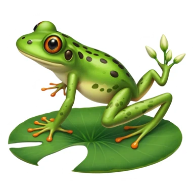 A realistic frog jumping from one Lilly pad to another sticker