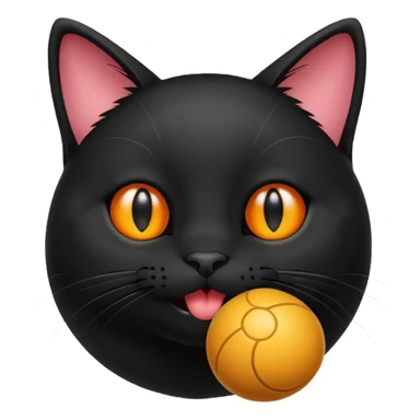 happy black cat playing with small ball sticker