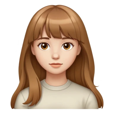 girl with light brown hair, bangs, and long hair sticker