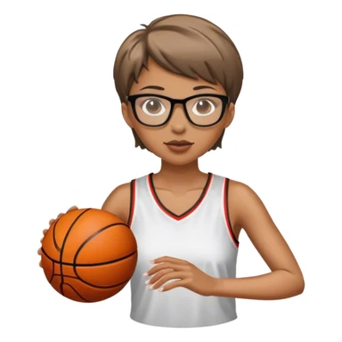 women with short hair and glasses playing basketball sticker