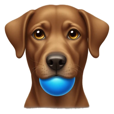 brown dog holding blue ball in mouth sticker