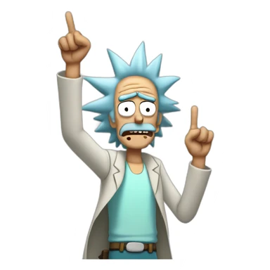 rick sanchez showing three fingers sticker