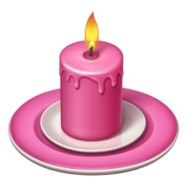 A drawing of a flaming pink candle that could be used at a romantic dinner table. The camera should be isometric at a high angle. sticker