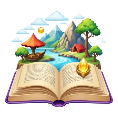 open book with adventure things coming out of it sticker