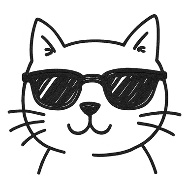 cat wearing sunglasses hand drawn outlined icon sticker