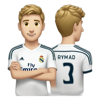 An 18-year-old white boy wearing a Real Madrid shirt  sticker