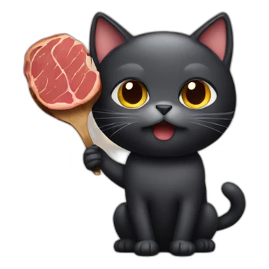 dark cat holding steak sticker