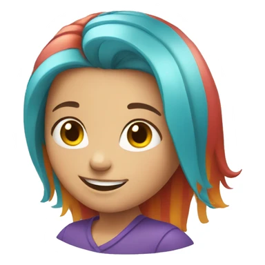 smiling girl with multicolored hair sticker