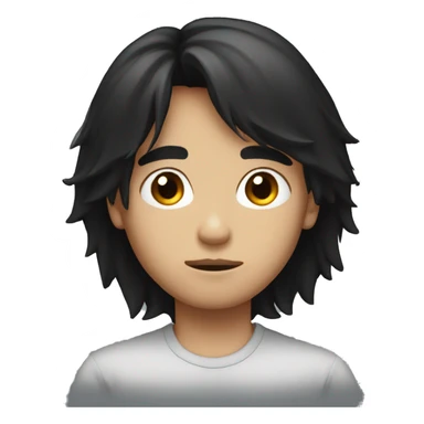 long black hair boy serious face  sticker