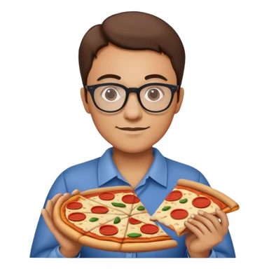 University teacher in glasses with pizza  sticker