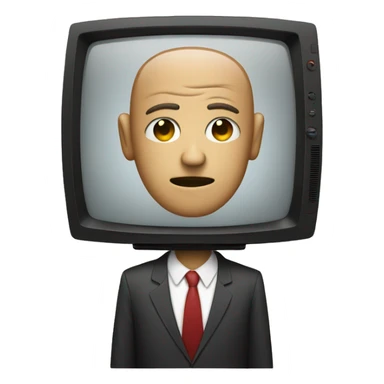 a man with tv head sticker