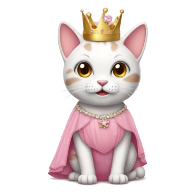 birthday cat in a pink princess dress sticker