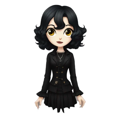 goth woman in vintage dark clothes, aesthetic, anime style sticker