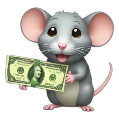 Rat with money sticker