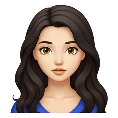 young woman with dark flowing hair and light makeup sticker