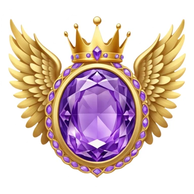 Big complex amethyst stone award-in-frame-decorated-with-big-golden-angel--wings and crown sticker