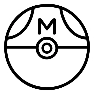 Master Ball icon, outlined style, vibrant purple and pink, white button in center, modern and sleek, transparent background sticker