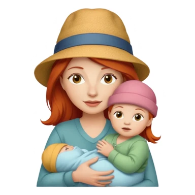 red haired Mother with Hats with her baby sticker