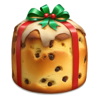 Christmas panettone with green and red bow sticker