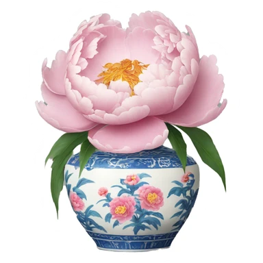 Peony in chinoiserie vase sticker