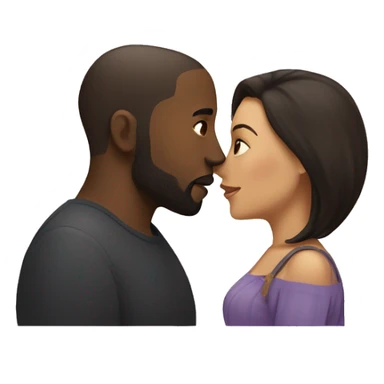 BLACK Man with dark VERY SHORT hair WITH beard kissing HISPANIC woman with long STRAIGHT brown hair sticker
