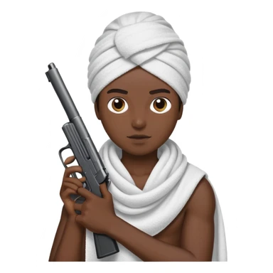 Terrorist with head towel holding gun sticker
