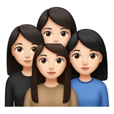 Three girl friends with straight hair one have black hair and two have brown hair sticker