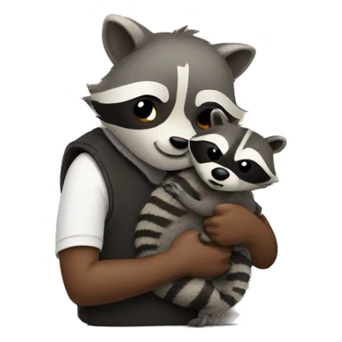 Man hugging raccoon sticker