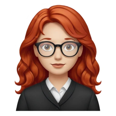 Peli roja rojo fuerte , con lentes pelo ondulado largo sticker