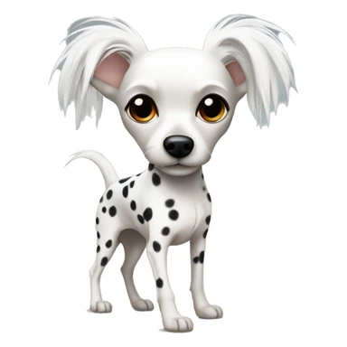 Chinese Crested Dog with white fur and black spots on white skin sticker