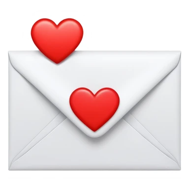 white envelope with a red heart sticker in the center, smooth and clean, minimal details, bright and saturated colors, glossy highlight


 sticker