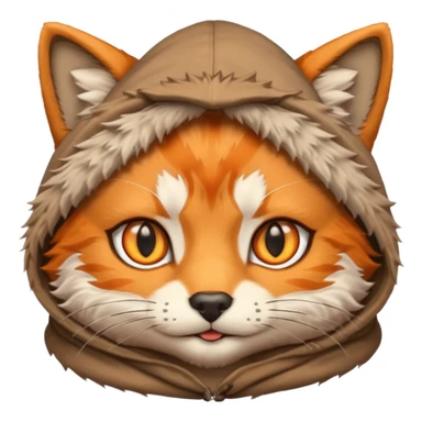 The emoji orange cat with a wolf's hood on its head
 sticker