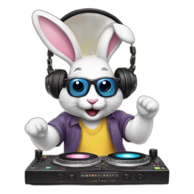Easter Bunny as a DJ sticker