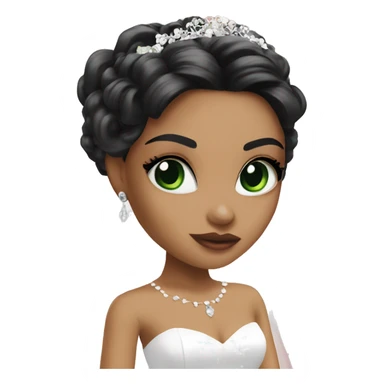 Bratz bride black hair green eyes sticker