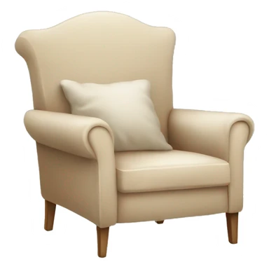 Simple Beige Armchair with blanket and open book on it sticker