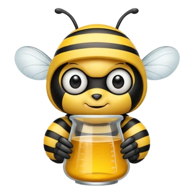 a bumblebee holding a beaker sticker